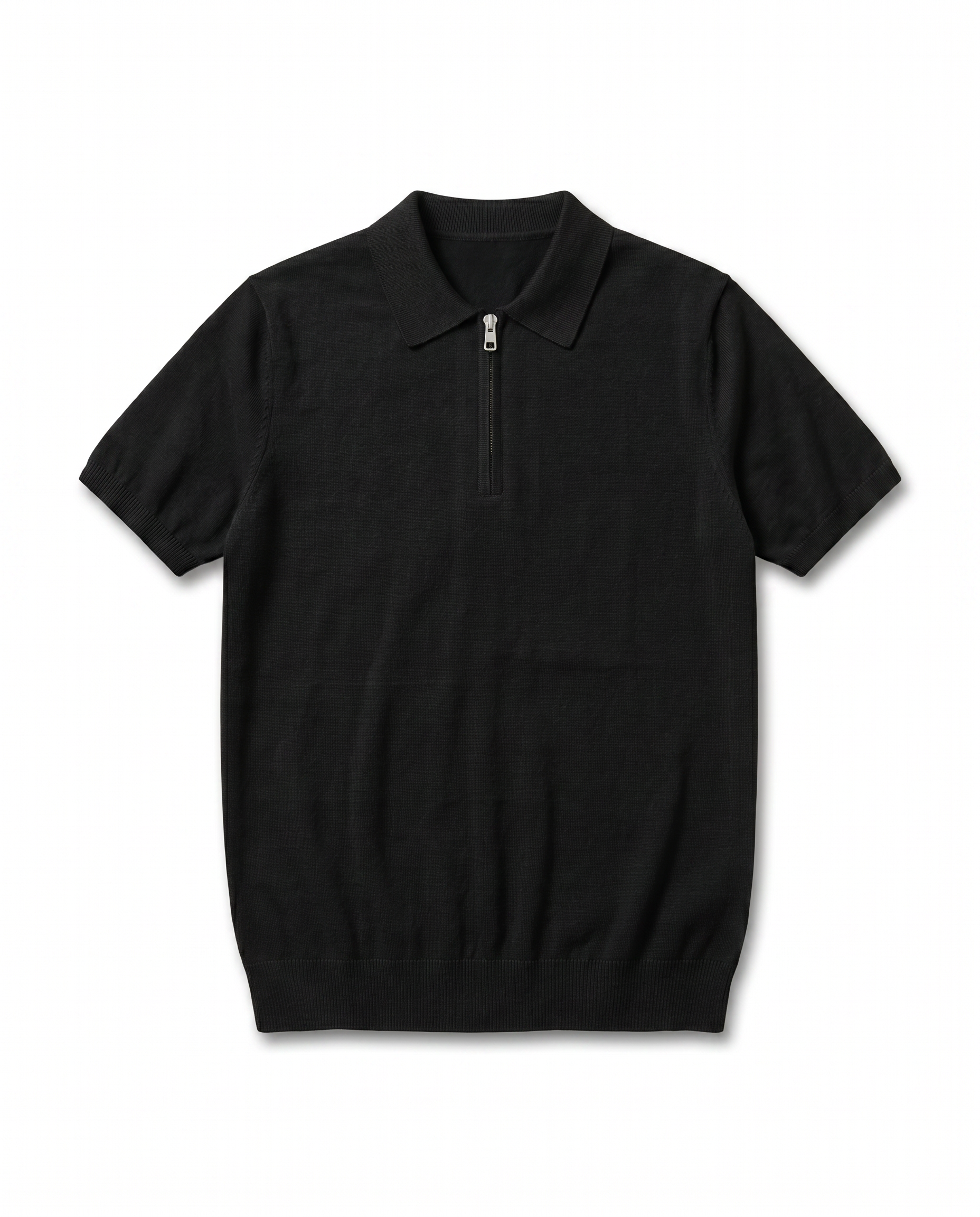 T-SHIRT FILO POLO ZIP NERO